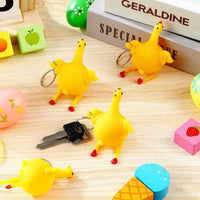 HKM-444691 Squishy Chicken Laying Fidget Keychain Stress Relief Toy for All Ages