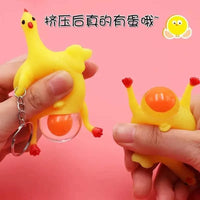 HKM-444691 Squishy Chicken Laying Fidget Keychain Stress Relief Toy for All Ages