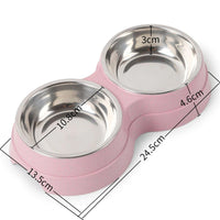 HKM-444883 Stainless Steel Double Pet Bowls for Food and Water – Durable and Safe Feeding Dish for Dogs and Cats