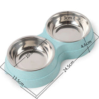 HKM-444883 Stainless Steel Double Pet Bowls for Food and Water – Durable and Safe Feeding Dish for Dogs and Cats