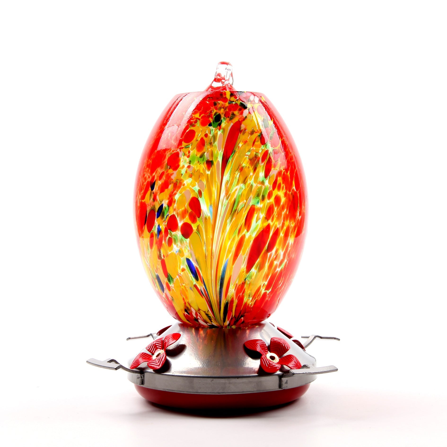HKM-445139 Stained Glass Hummingbird Feeder with Anti-Ant Hook and 4 Feeding Ports