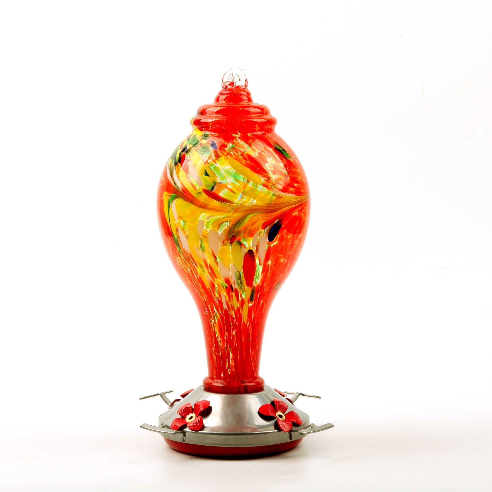 HKM-445139 Stained Glass Hummingbird Feeder with Anti-Ant Hook and 4 Feeding Ports