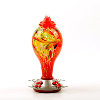 HKM-445139 Stained Glass Hummingbird Feeder with Anti-Ant Hook and 4 Feeding Ports