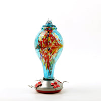 HKM-445139 Stained Glass Hummingbird Feeder with Anti-Ant Hook and 4 Feeding Ports