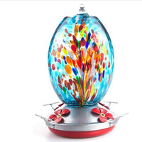 HKM-445139 Stained Glass Hummingbird Feeder with Anti-Ant Hook and 4 Feeding Ports