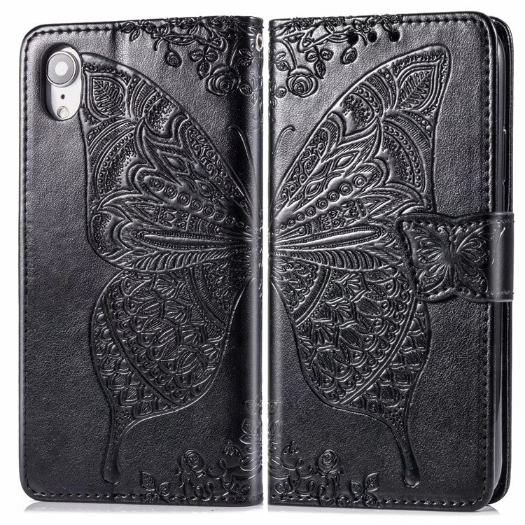 HKM-445139 Three-Dimensional Embossed Butterfly Wallet Flip Phone Case for iPhone 6/7/8/X Series in Multiple Colors