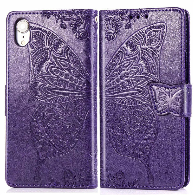 HKM-445139 Three-Dimensional Embossed Butterfly Wallet Flip Phone Case for iPhone 6/7/8/X Series in Multiple Colors
