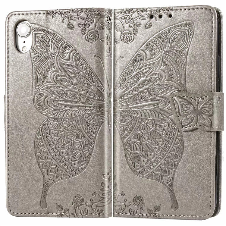 HKM-445139 Three-Dimensional Embossed Butterfly Wallet Flip Phone Case for iPhone 6/7/8/X Series in Multiple Colors