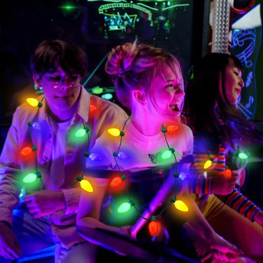HKM-445331 Luminous Colorful Bulb Necklace for Parties and Holiday Celebrations - 9 or 13 Lights Available