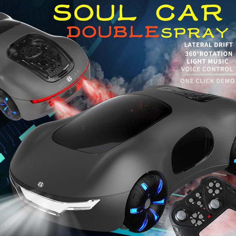 HKM-445459 Future Sci-Fi RC Stunt Car with Spray Light and Sound for Kids, Sound-Controlled Remote Drift Car