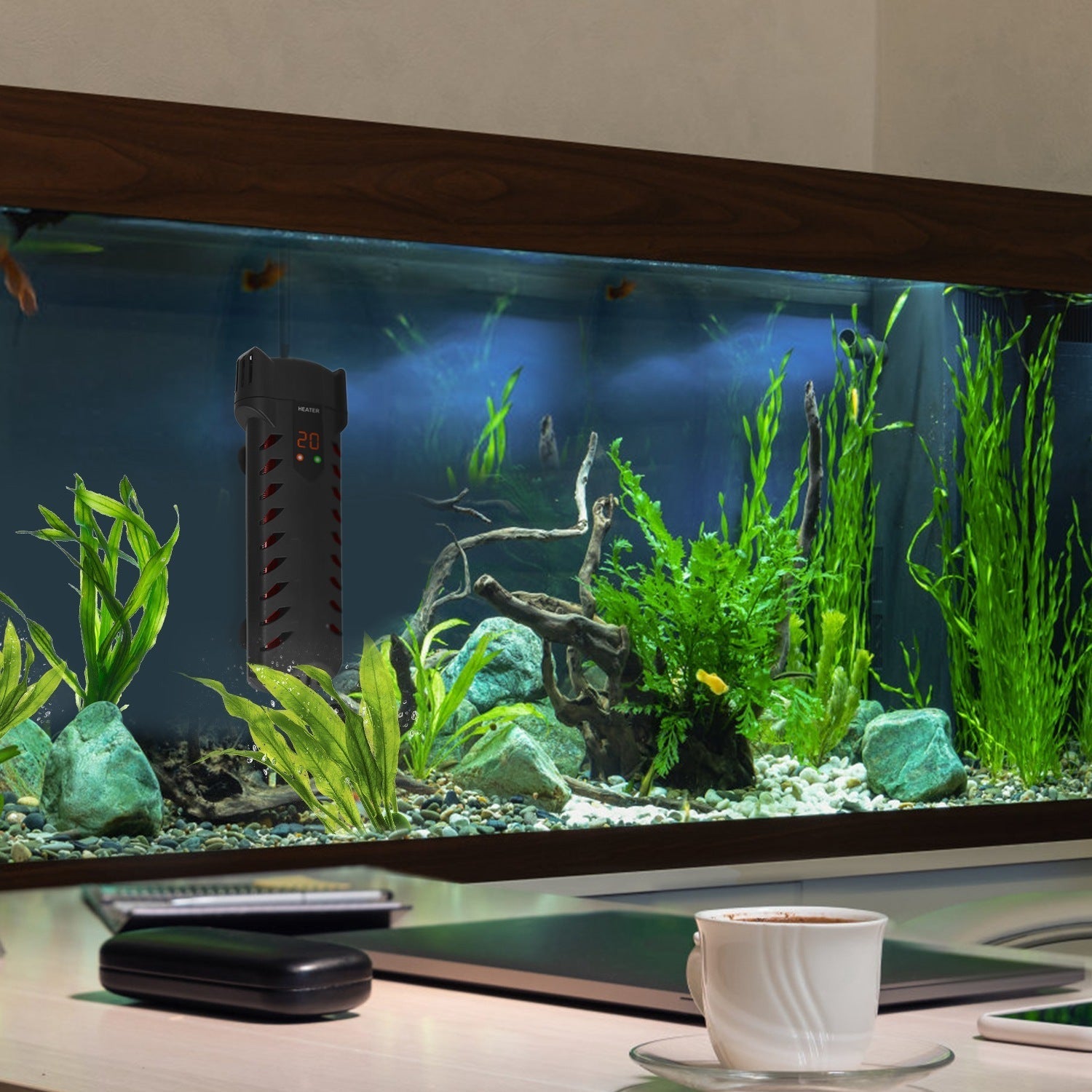 HKM-445715 500W Submersible Aquarium Heater with External Controller for Freshwater & Saltwater Tanks up to 79 Gallons