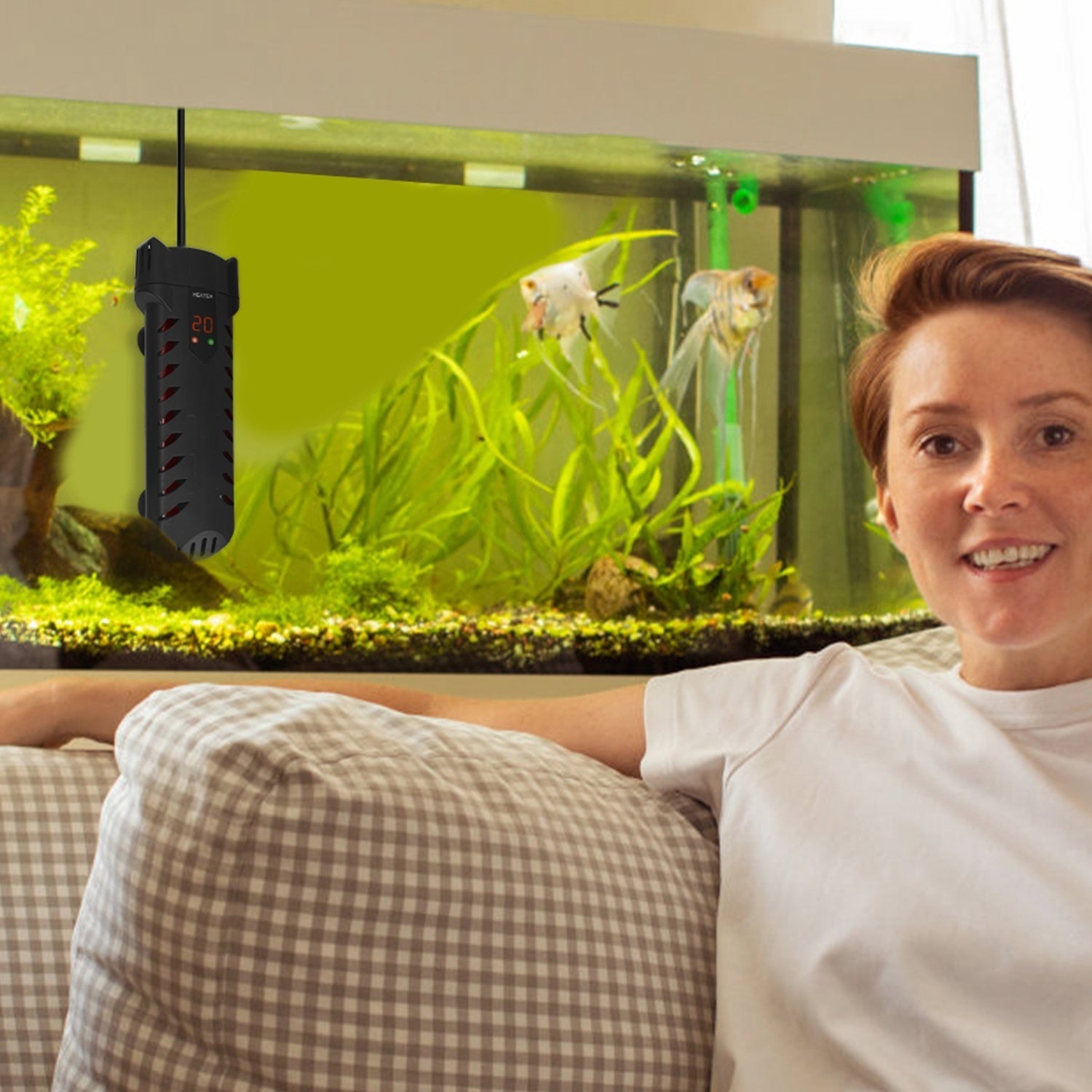 HKM-445715 500W Submersible Aquarium Heater with External Controller for Freshwater & Saltwater Tanks up to 79 Gallons