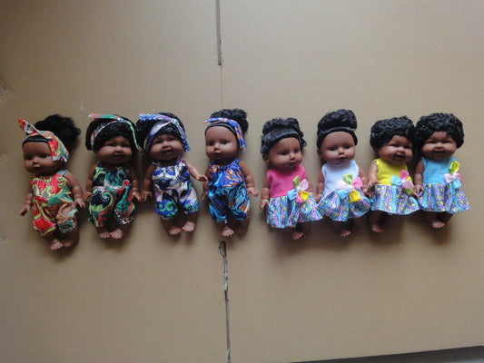 HKM-445843 African Girl Baby Doll - 8-Inch Mini Silicone Fashion Doll for Kids Ages 0 to 7 Years