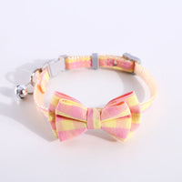 HKM-445907 Adjustable Double Layer Bow Collar with Detachable Bowtie for Pets in Fresh Plaid Colors