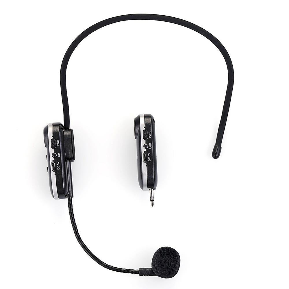 HKM-445907 UHF Wireless Headset with Microphone and Receiver, Compact Design, 30m Range, USB Rechargeable Battery
