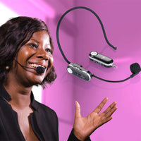 HKM-445907 UHF Wireless Headset with Microphone and Receiver, Compact Design, 30m Range, USB Rechargeable Battery