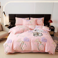 HKM-446035 Cotton Plus Size Quilt Cover Sheet Set - Modern Twill Design with Pillowcase