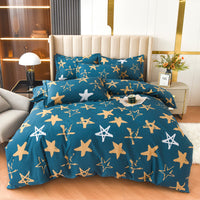 HKM-446035 Cotton Plus Size Quilt Cover Sheet Set - Modern Twill Design with Pillowcase