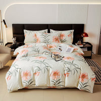 HKM-446035 Cotton Plus Size Quilt Cover Sheet Set - Modern Twill Design with Pillowcase