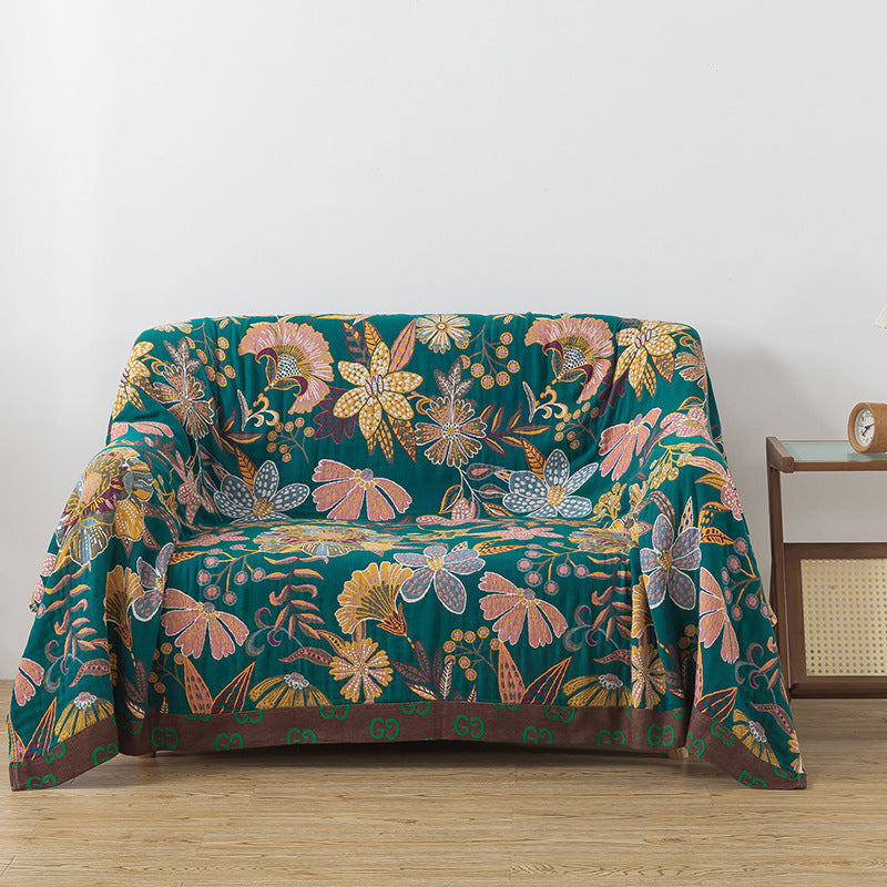 HKM-446035 Four-Layer Pure Cotton Gauze Landscape Blanket - Soft Towel Cover in Two Sizes