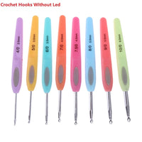 HKM-446035 LED Crochet Hooks Set - 8pcs Multicolor Knitting Needles with Clear Size Markings and Ergonomic Handles
