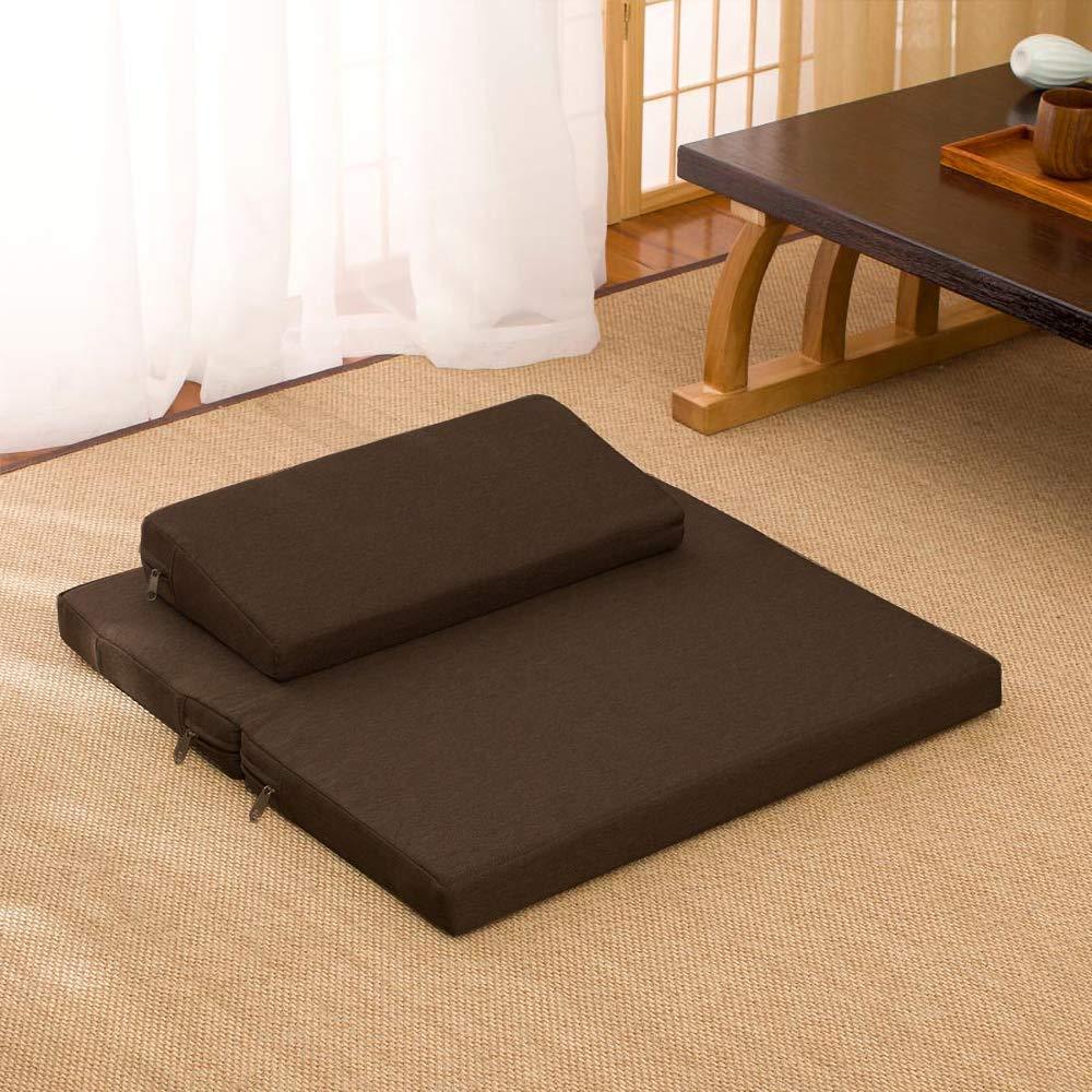HKM-446163 Linen Cushion with Floral Plant Pattern - 60x60cm in Dark Brown, Crimson, Goose Yellow, Elegant Gray