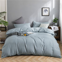HKM-446355 Modern Minimalist Washed Cotton Four-Piece Bedding Set with Geometric Pattern for 1.8m Bed
