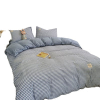 HKM-446355 Modern Minimalist Washed Cotton Four-Piece Bedding Set with Geometric Pattern for 1.8m Bed