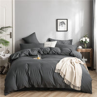 HKM-446355 Modern Minimalist Washed Cotton Four-Piece Bedding Set with Geometric Pattern for 1.8m Bed