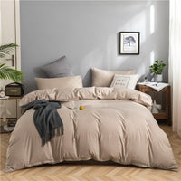 HKM-446355 Modern Minimalist Washed Cotton Four-Piece Bedding Set with Geometric Pattern for 1.8m Bed