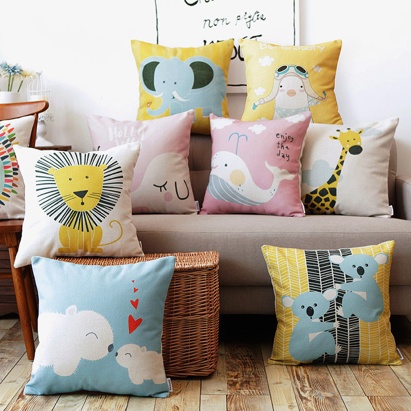 HKM-446419 Cute Cotton and Linen Art Throw Pillow Cushion with Various Animal Designs, Multiple Sizes Available