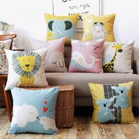 HKM-446419 Cute Cotton and Linen Art Throw Pillow Cushion with Various Animal Designs, Multiple Sizes Available