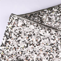 HKM-446483 Silver White Sequin Tree Skirt with Bead Cloth and Non-Woven Fabric - 61cm Upper Diameter, 77cm Lower Diameter, 26cm Height