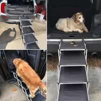HKM-446675 Portable 6-Step Aluminum Dog Ladder with Fabric Treads and Foldable Design