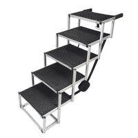 HKM-446675 Portable 6-Step Aluminum Dog Ladder with Fabric Treads and Foldable Design