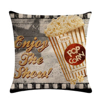 HKM-446739 Retro Movie Subtitles Linen Pillowcase for Sofa and Office Decor