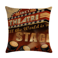HKM-446739 Retro Movie Subtitles Linen Pillowcase for Sofa and Office Decor
