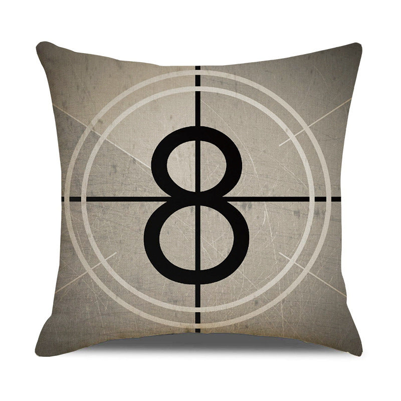 HKM-446739 Retro Movie Subtitles Linen Pillowcase for Sofa and Office Decor