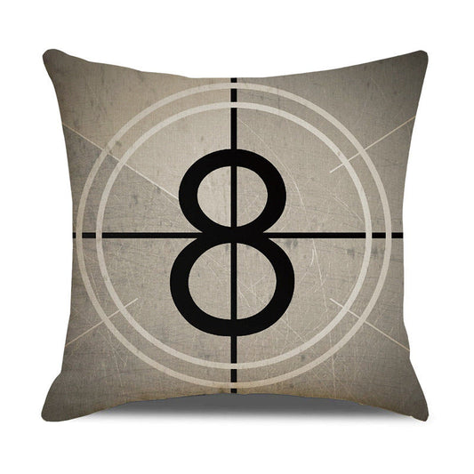 HKM-446739 Retro Movie Subtitles Linen Pillowcase for Sofa and Office Decor