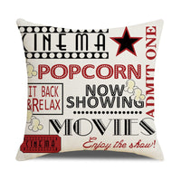 HKM-446739 Retro Movie Subtitles Linen Pillowcase for Sofa and Office Decor