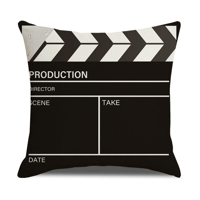 HKM-446739 Retro Movie Subtitles Linen Pillowcase for Sofa and Office Decor