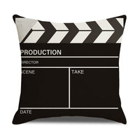 HKM-446739 Retro Movie Subtitles Linen Pillowcase for Sofa and Office Decor