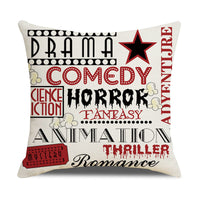 HKM-446739 Retro Movie Subtitles Linen Pillowcase for Sofa and Office Decor