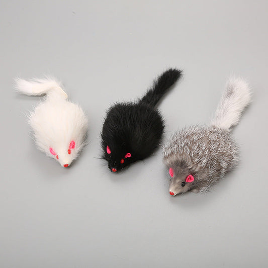 HKM-446803 Cat Toy Large Rabbit Fur Mouse Pet Toy Plush Mouse Cat Teaser Toy
