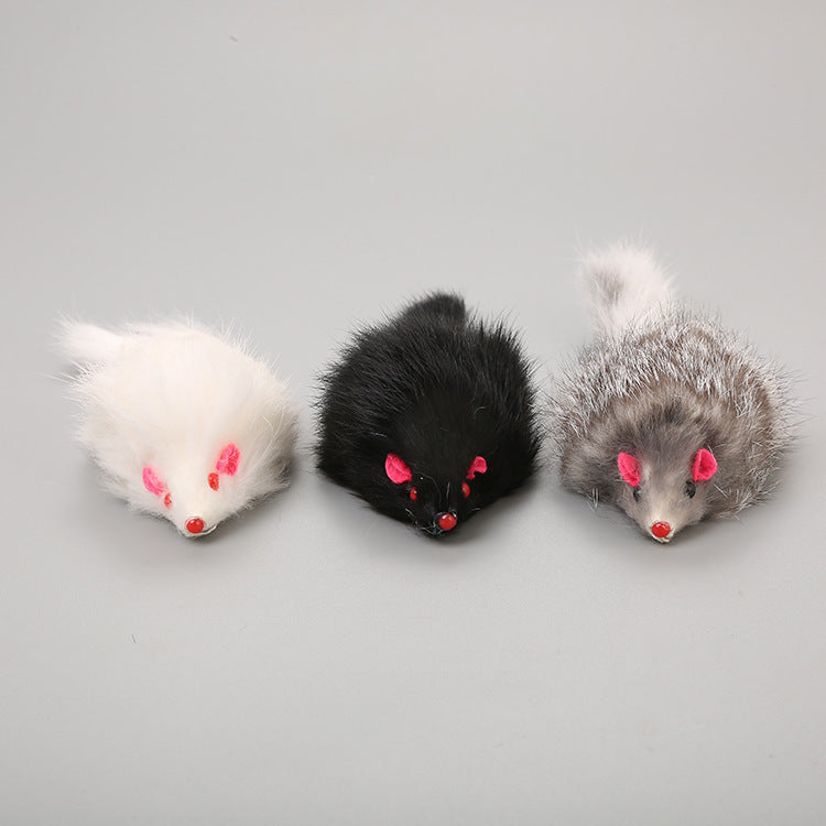 HKM-446803 Cat Toy Large Rabbit Fur Mouse Pet Toy Plush Mouse Cat Teaser Toy