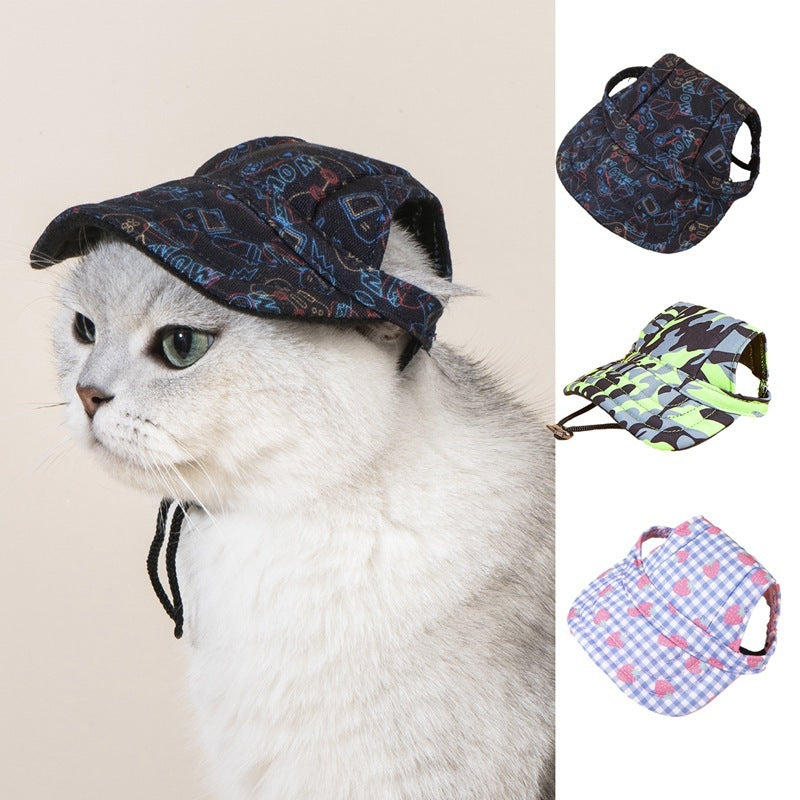 HKM-446867 Pet Baseball Cap for Wind and Sun Protection - Plaid, Camouflage, and Solid Colors Available