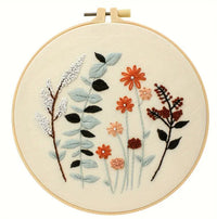 HKM-447187 Handmade Three-Dimensional Flower and Butterfly Embroidery Kit, Cotton Canvas 28x28cm