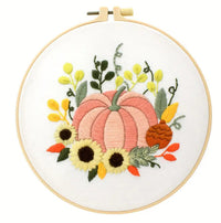 HKM-447187 Handmade Three-Dimensional Flower and Butterfly Embroidery Kit, Cotton Canvas 28x28cm