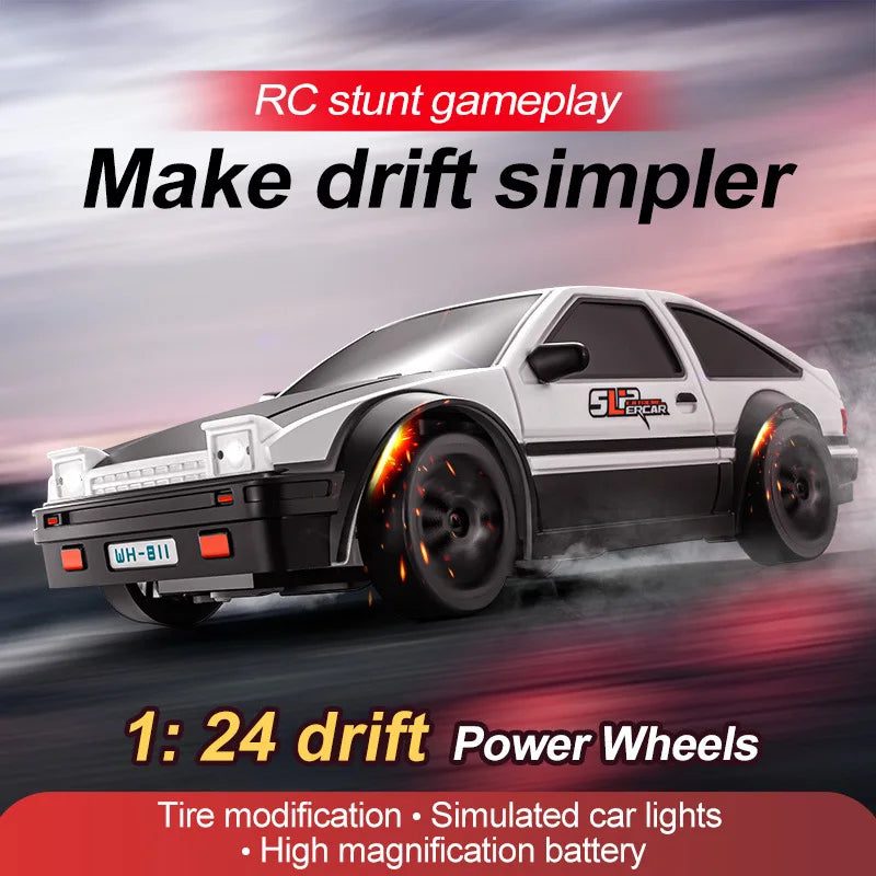 HKM-447187 Remote Control 1/24 Scale Four Wheel Drive Drift Car with Lights - Perfect Gift for Kids