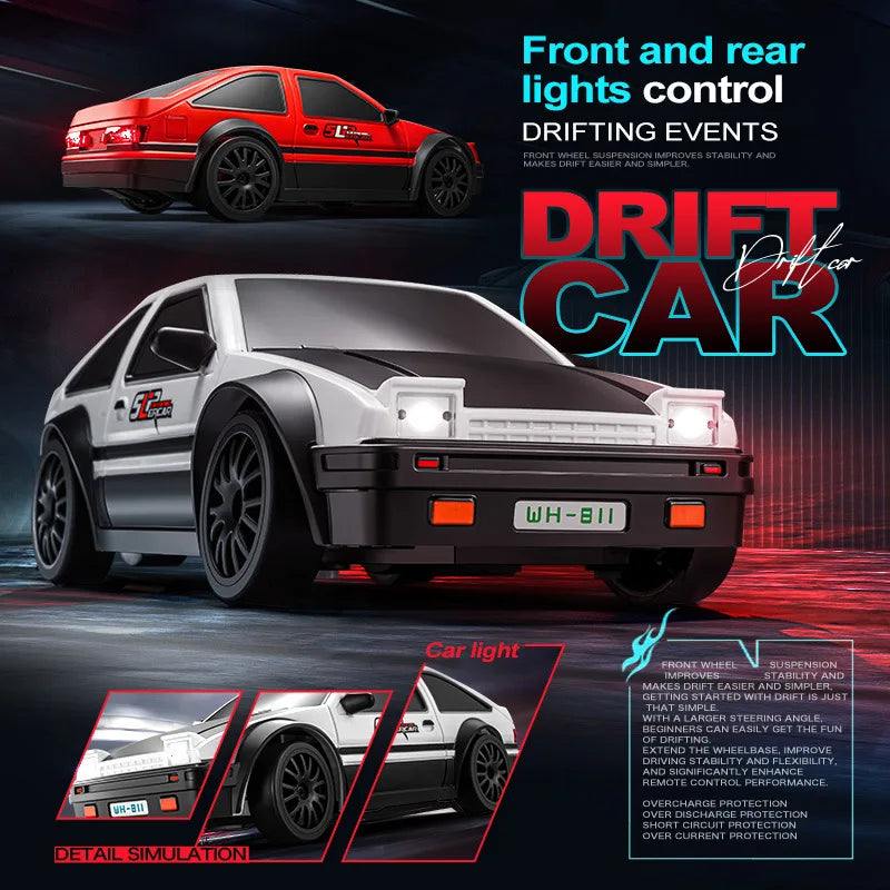 HKM-447187 Remote Control 1/24 Scale Four Wheel Drive Drift Car with Lights - Perfect Gift for Kids